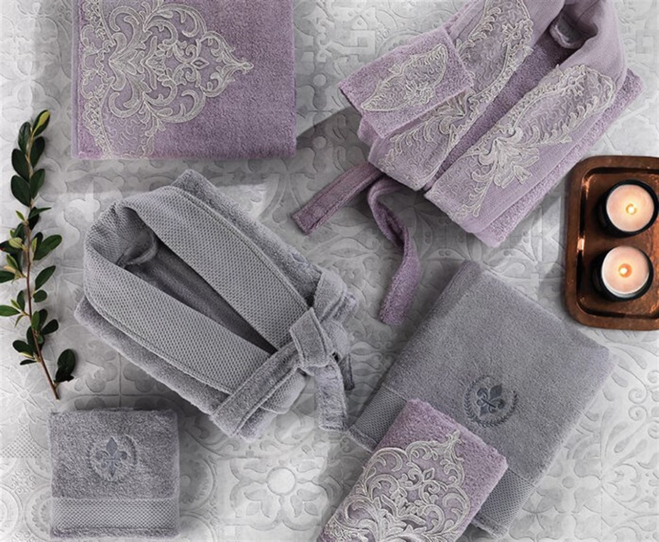 ZEBRA EMPOLİ BAMBU HAMAM SETİ GRİ / MÜRDÜM