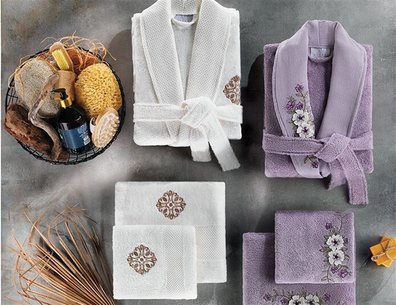 ZEBRA FREDA BAMBU HAMAM SETİ MÜRDÜM / KREM
