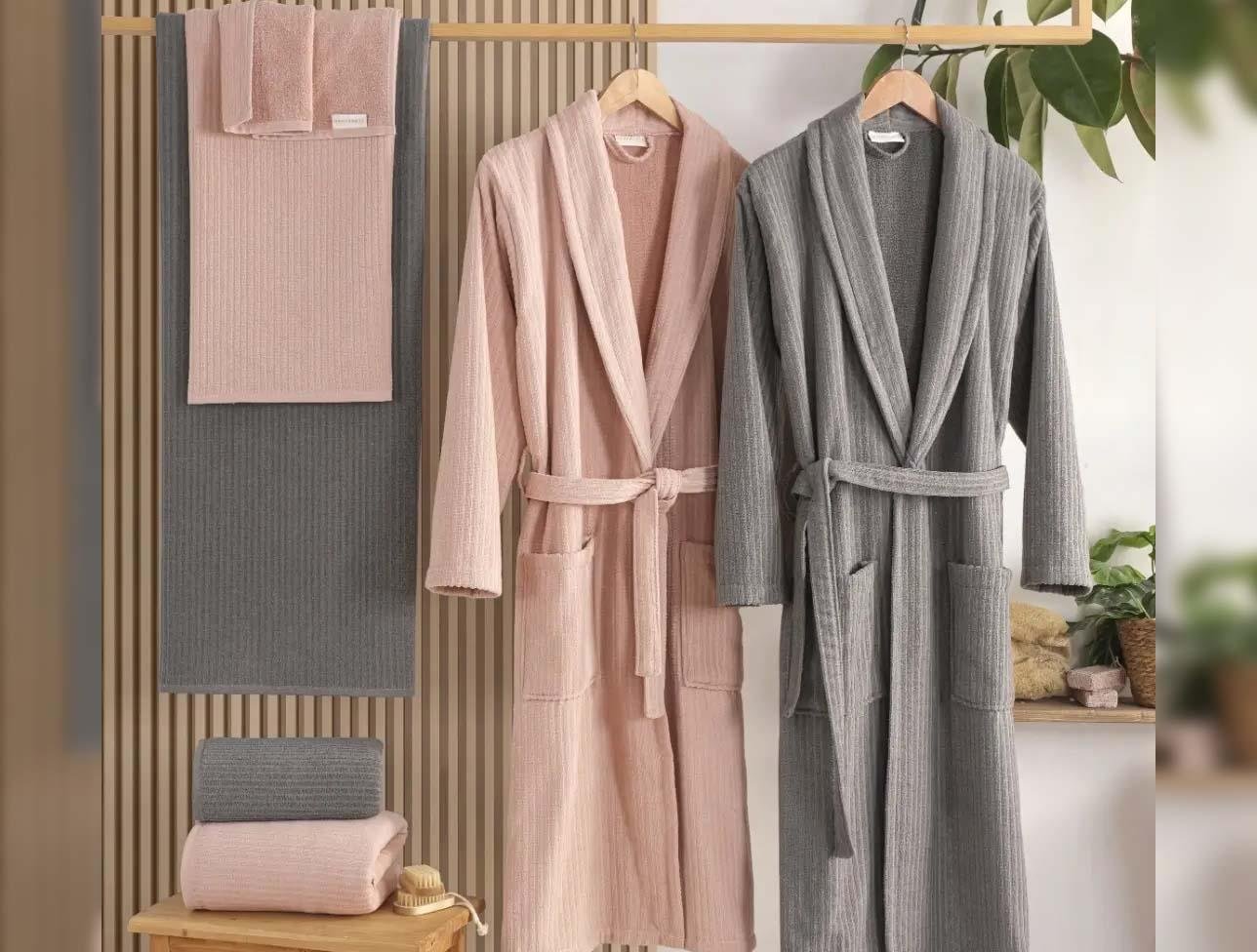 ZEBRA PİA ABS BORNOZ SETİ ANTRASİT PUDRA