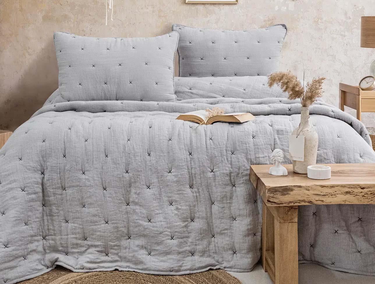 ZEBRA RİTA YATAK ÖRTÜSÜ GRİ ÇK