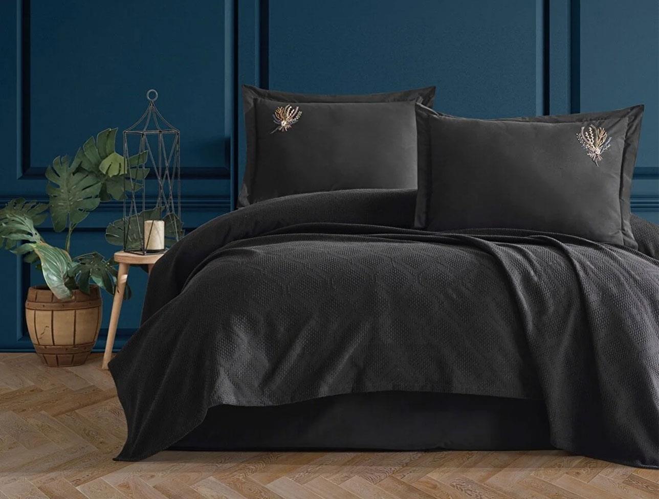 ZEBRA SANDAL ÇİFT KİŞİLİK PİKE TAKIMI SİYAH