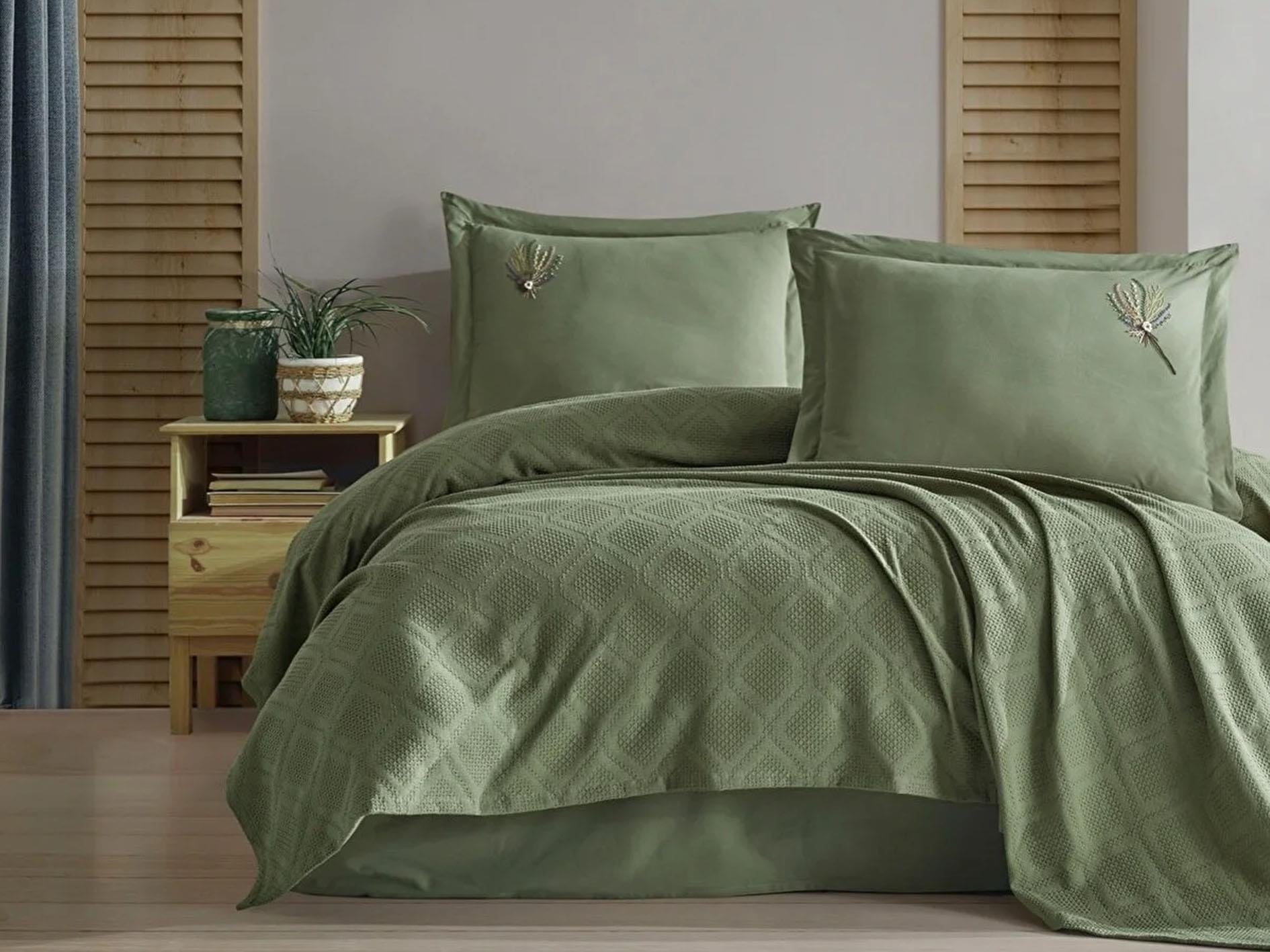 ZEBRA SANDAL ÇİFT KİŞİLİK PİKE TAKIMI YEŞİL