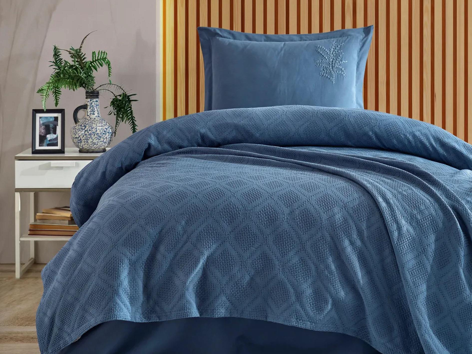 ZEBRA SANDAL TEK KİŞİLİK PİKE TAKIMI İNDİGO