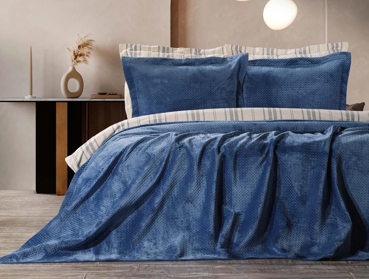 ZEBRA SCALA YATAK ÖRTÜSÜ Ç.K INDIGO
