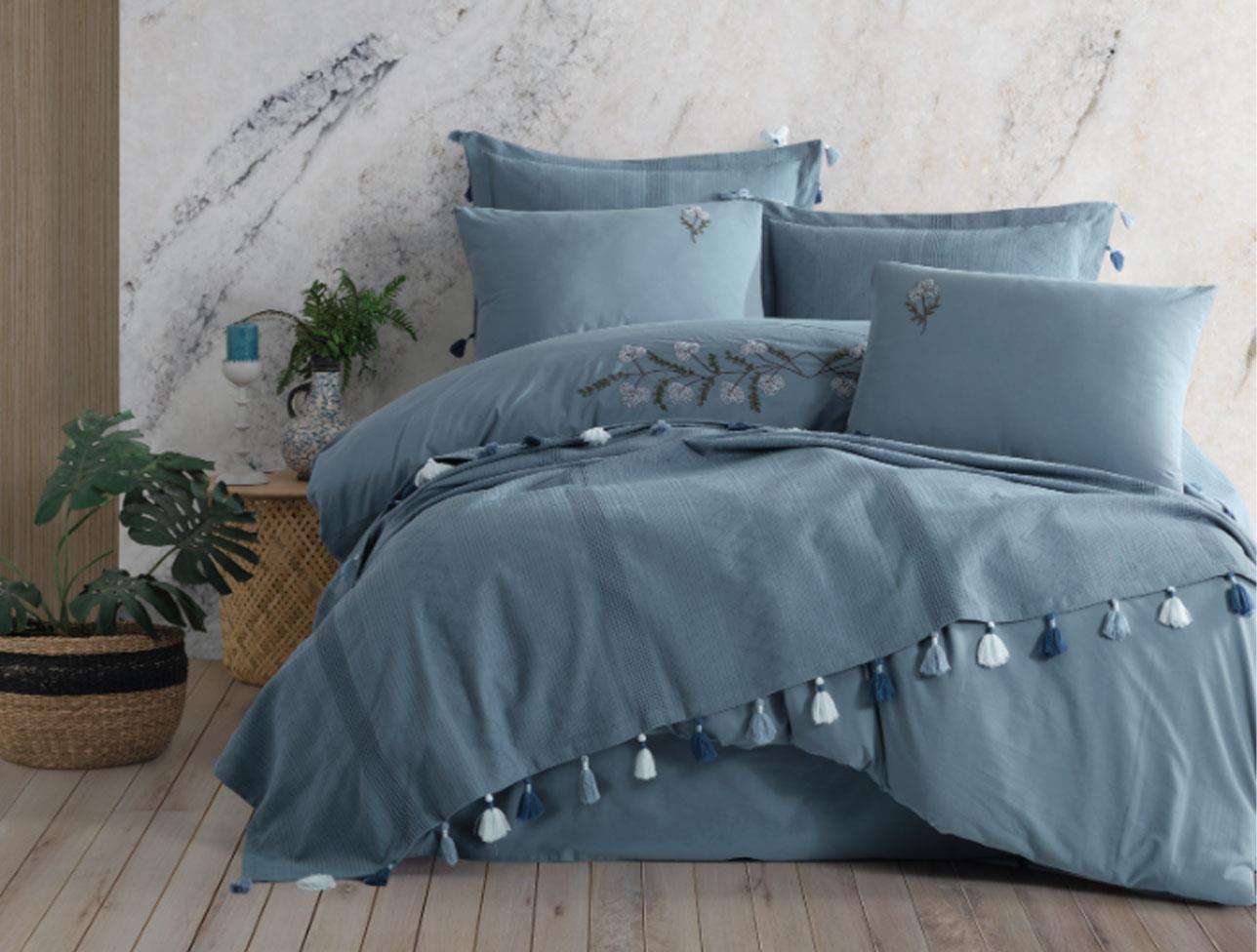 ZEBRA TOSCANA NAKIŞLI PİKE SETİ İNDİGO