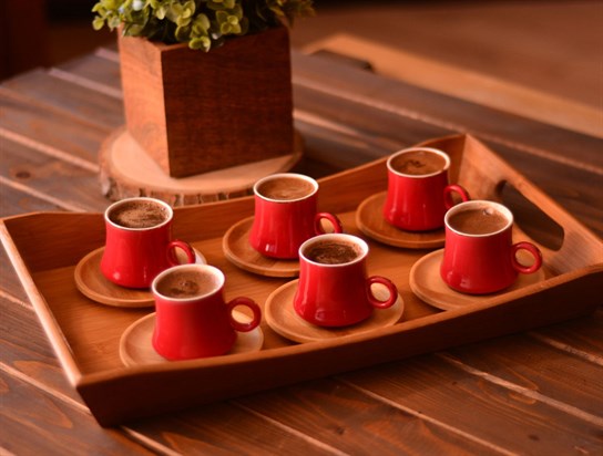 BAMBUM HAREM 6 KİŞİLİK KAHVE FİNCAN TKM SARAY KRMZ