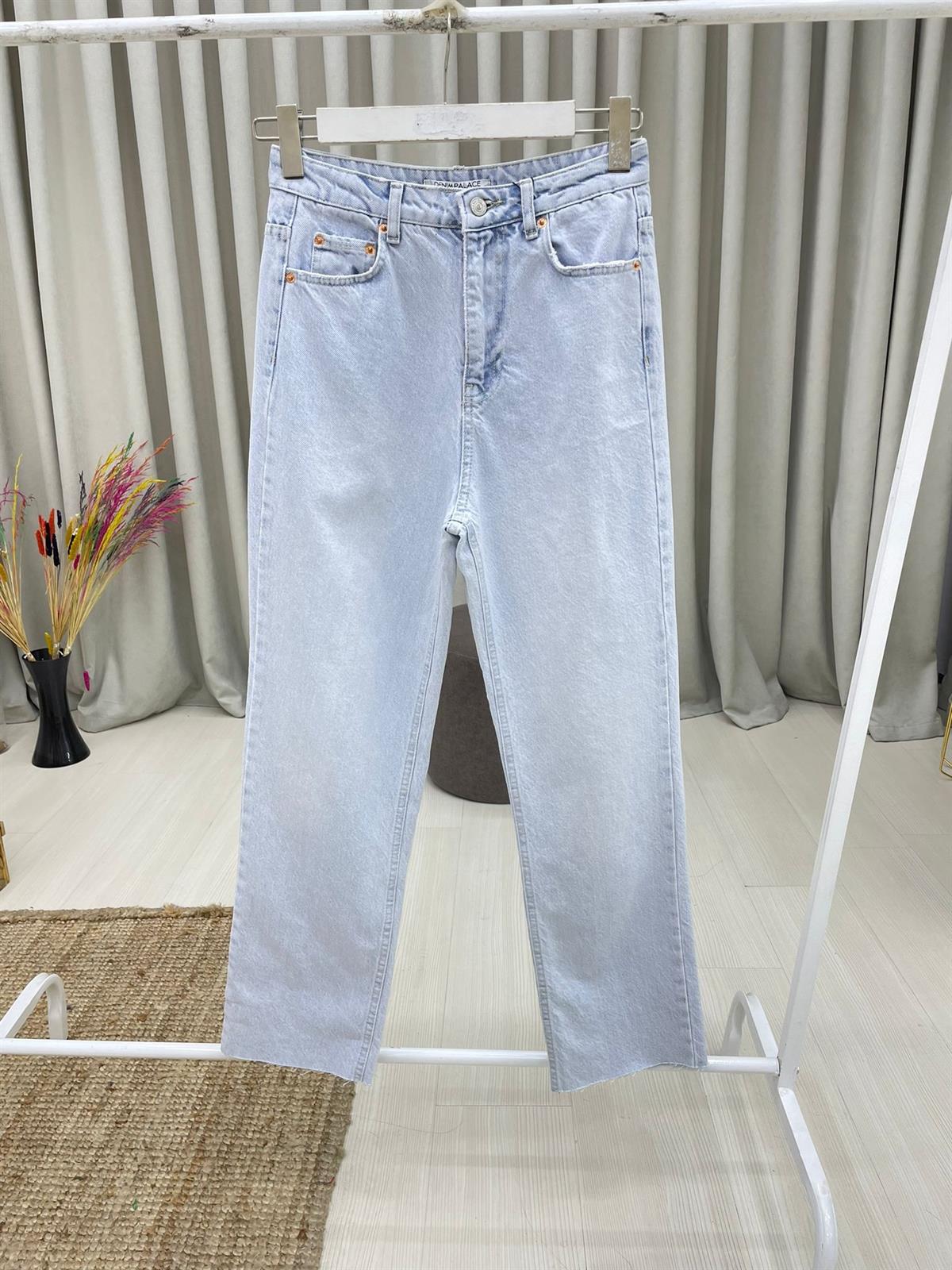 Bol Paça Salaş Palazzo Denim Pantolon-Buz Mavi