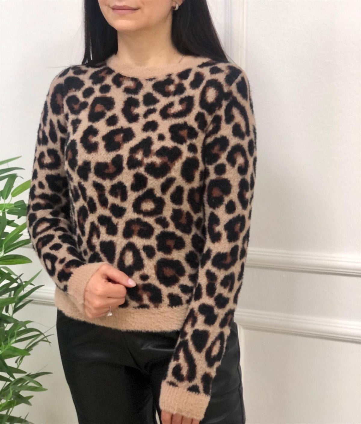 Leopar Desen Yumoş Kazak