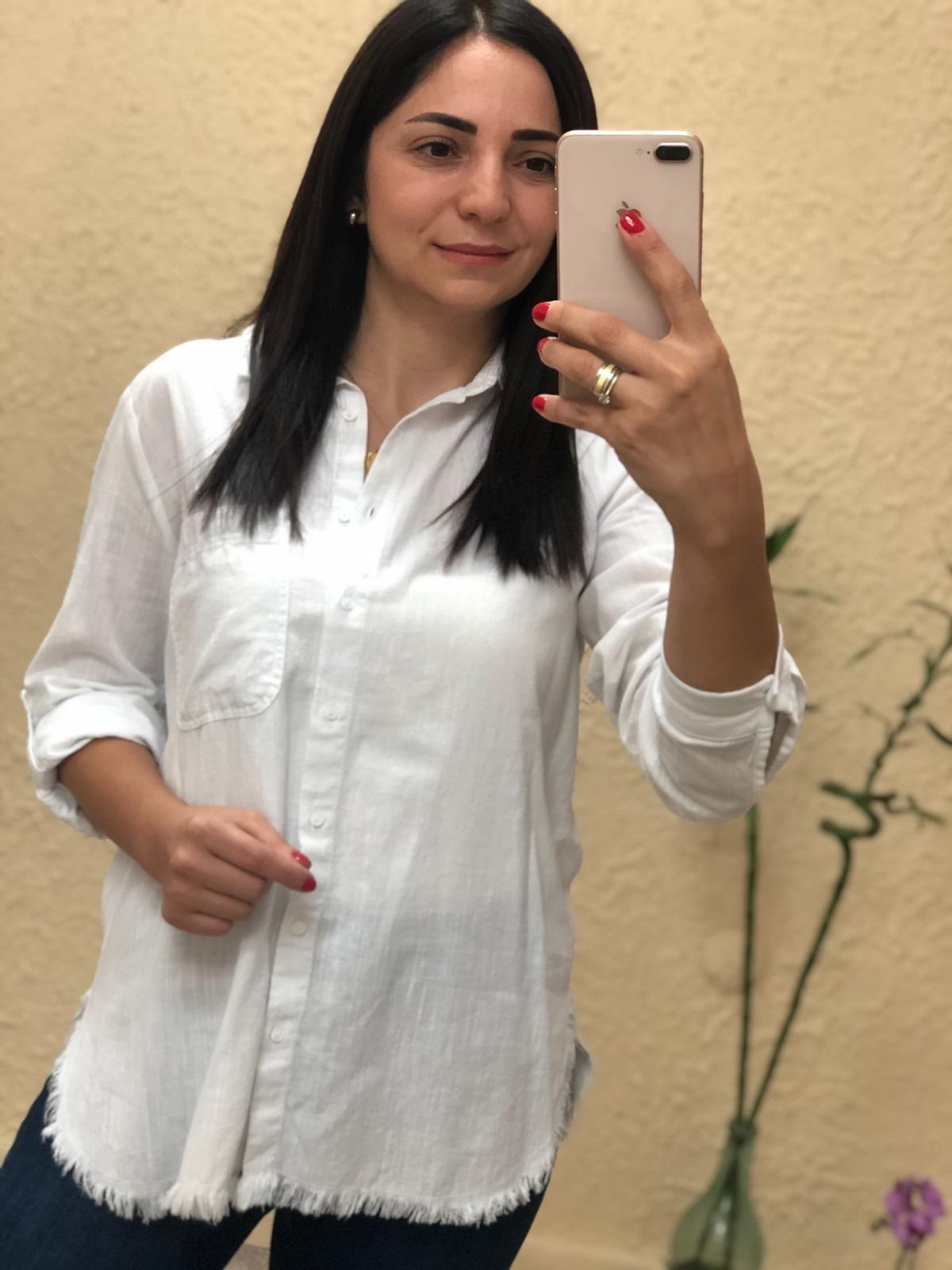 Altı Püsküllü Cepli Gömlek-Beyaz