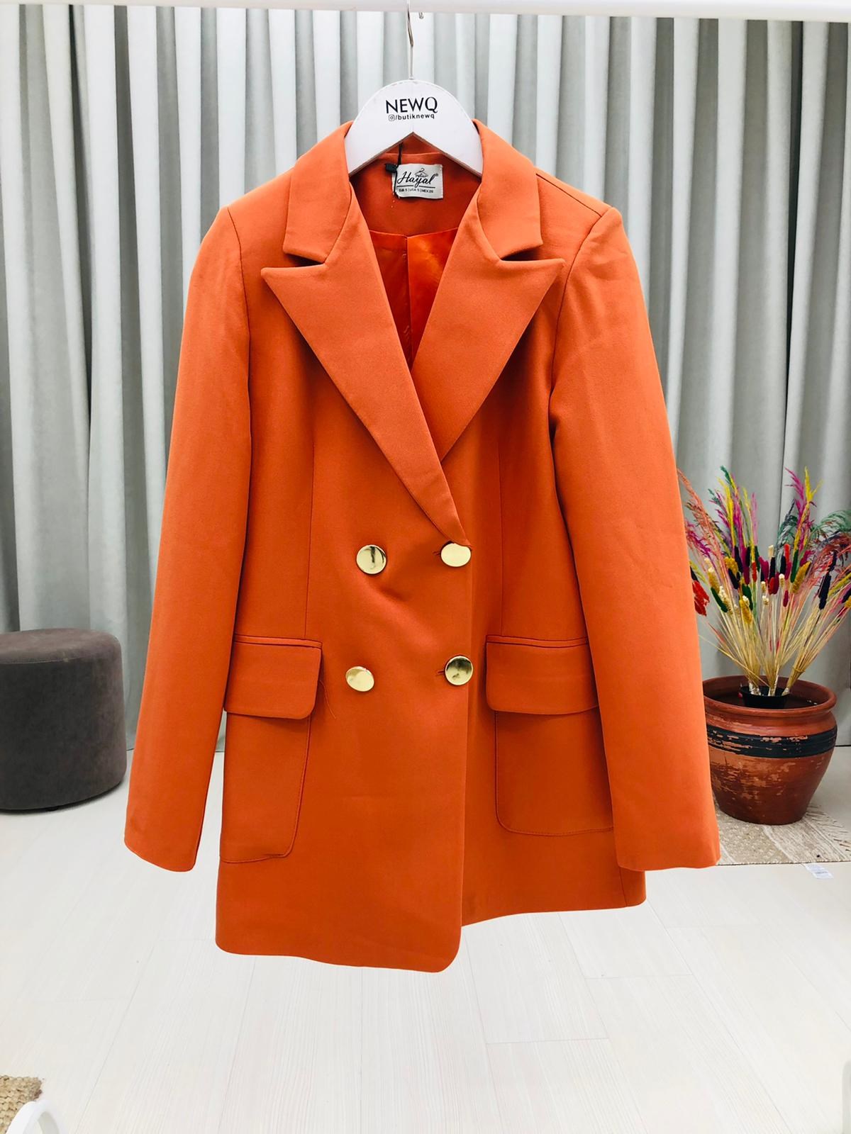 Ara Boy Sarı Düğmeli Cepli Ceket-Oranj
