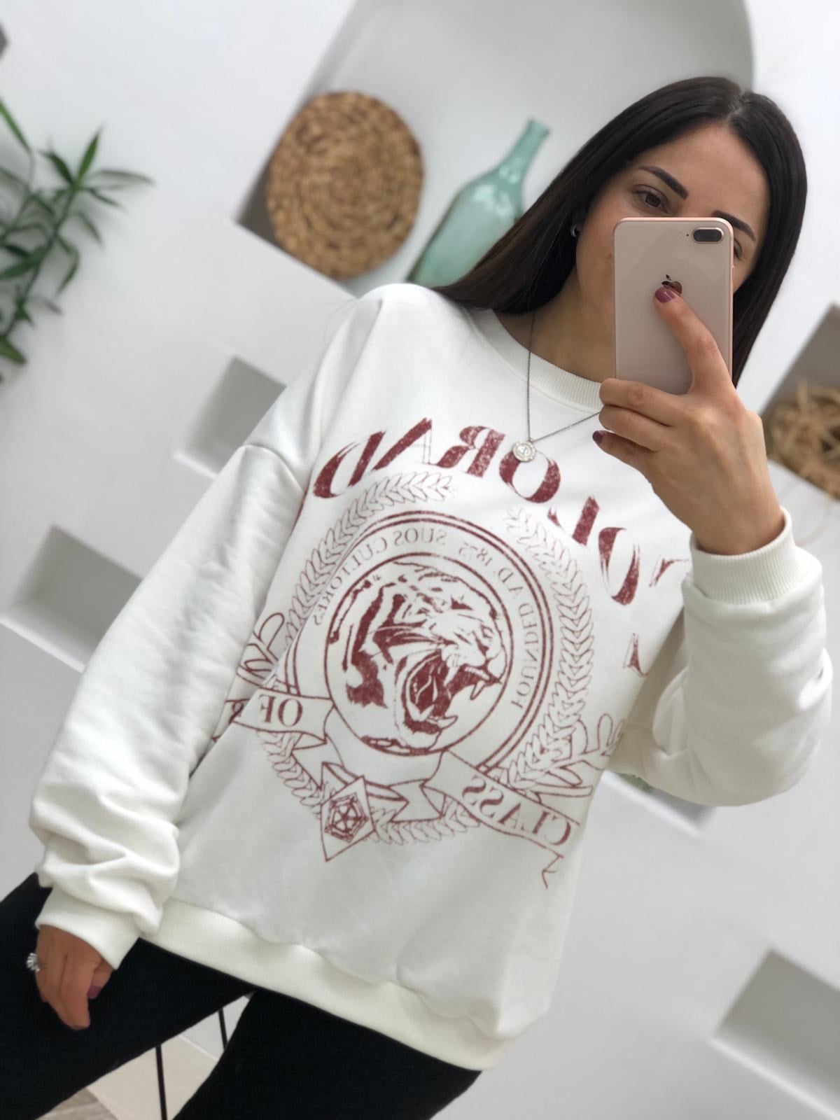 Colorado Yazılı Sweatshirt-Ekru