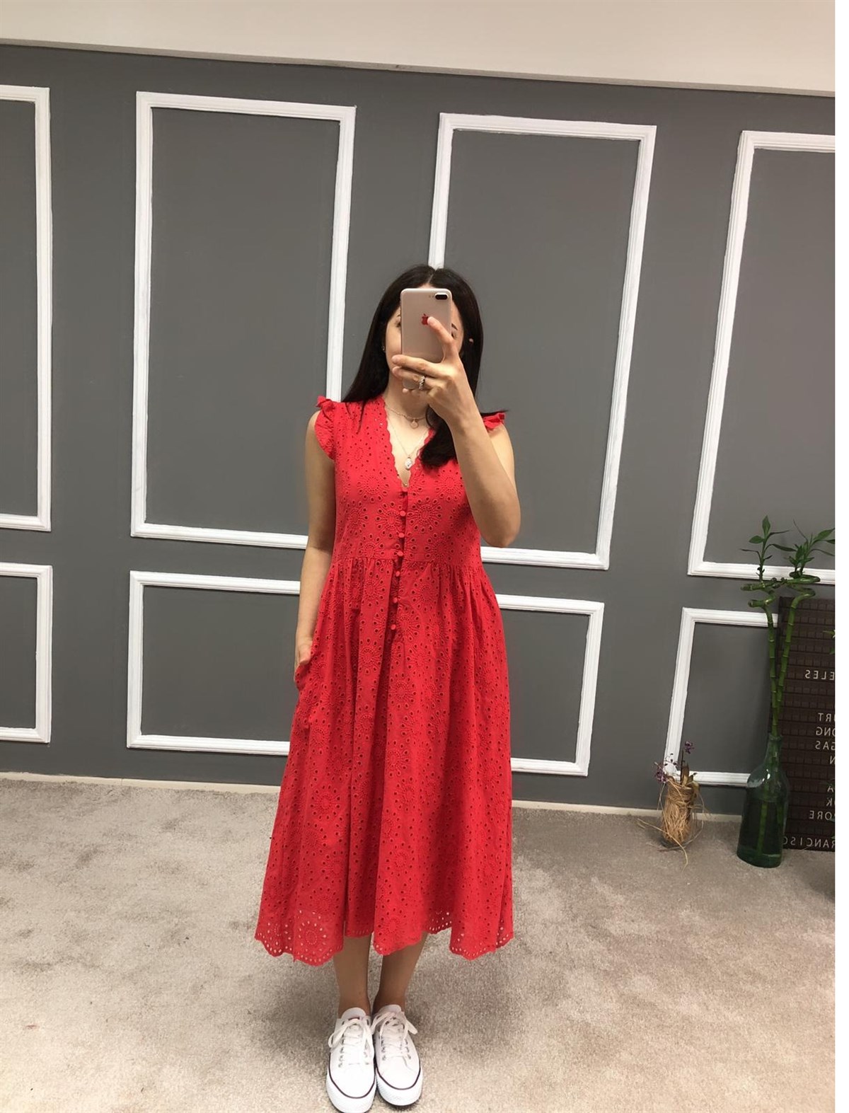 Kırmızı Renk Fisto Elbise