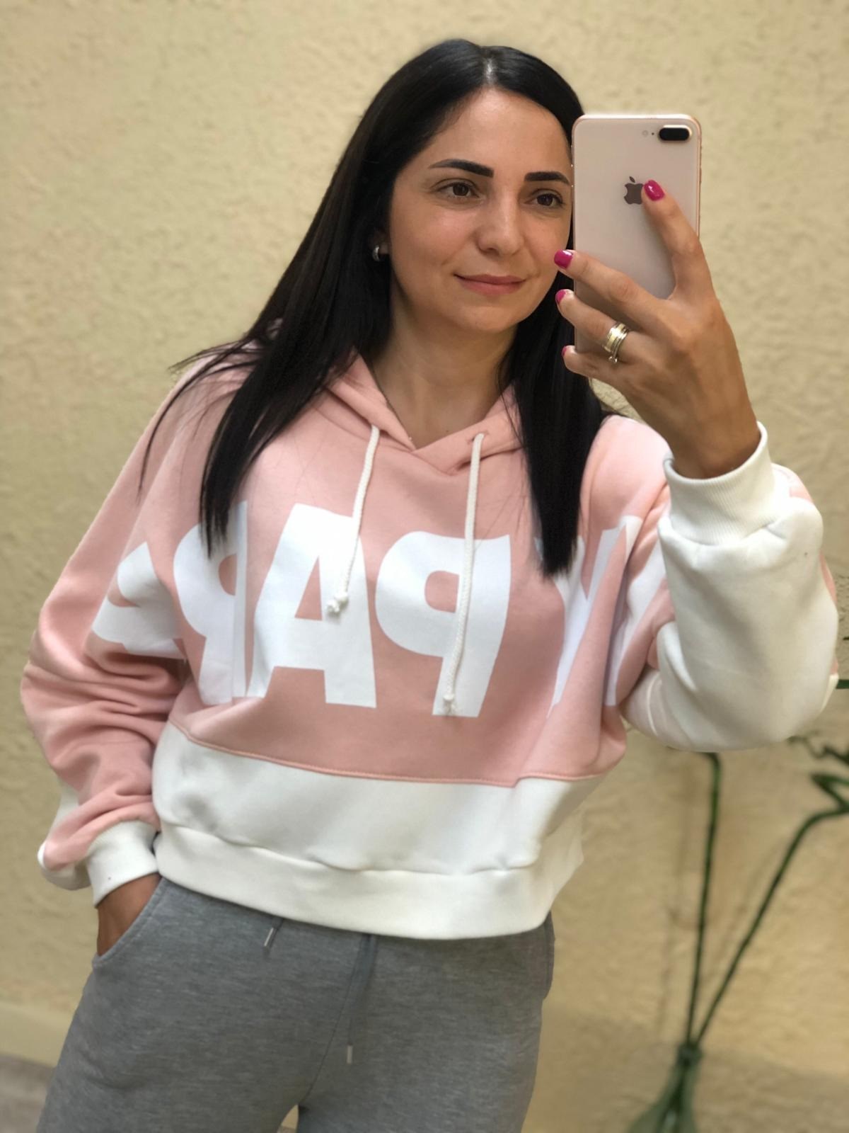 Kısa Kapüşonlu Sweat-Pembe