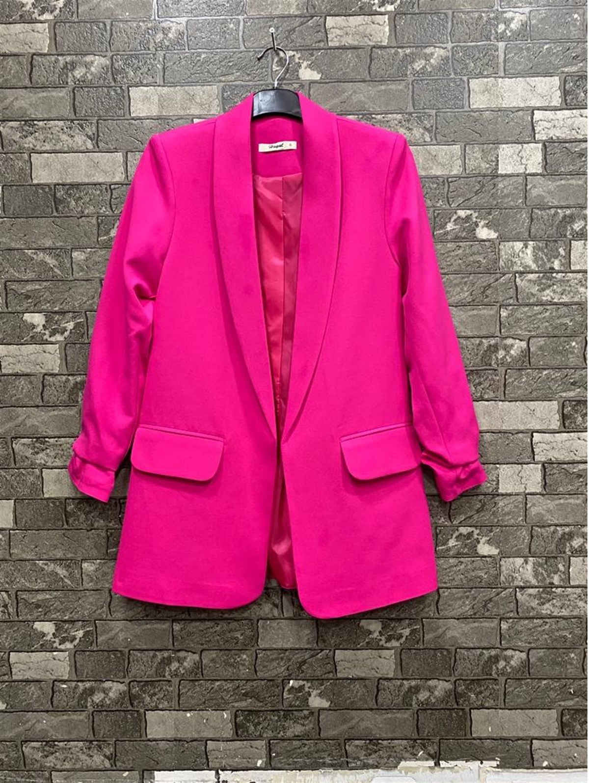 Kolları Büzgülü Vatkalı Ceket-Pembe