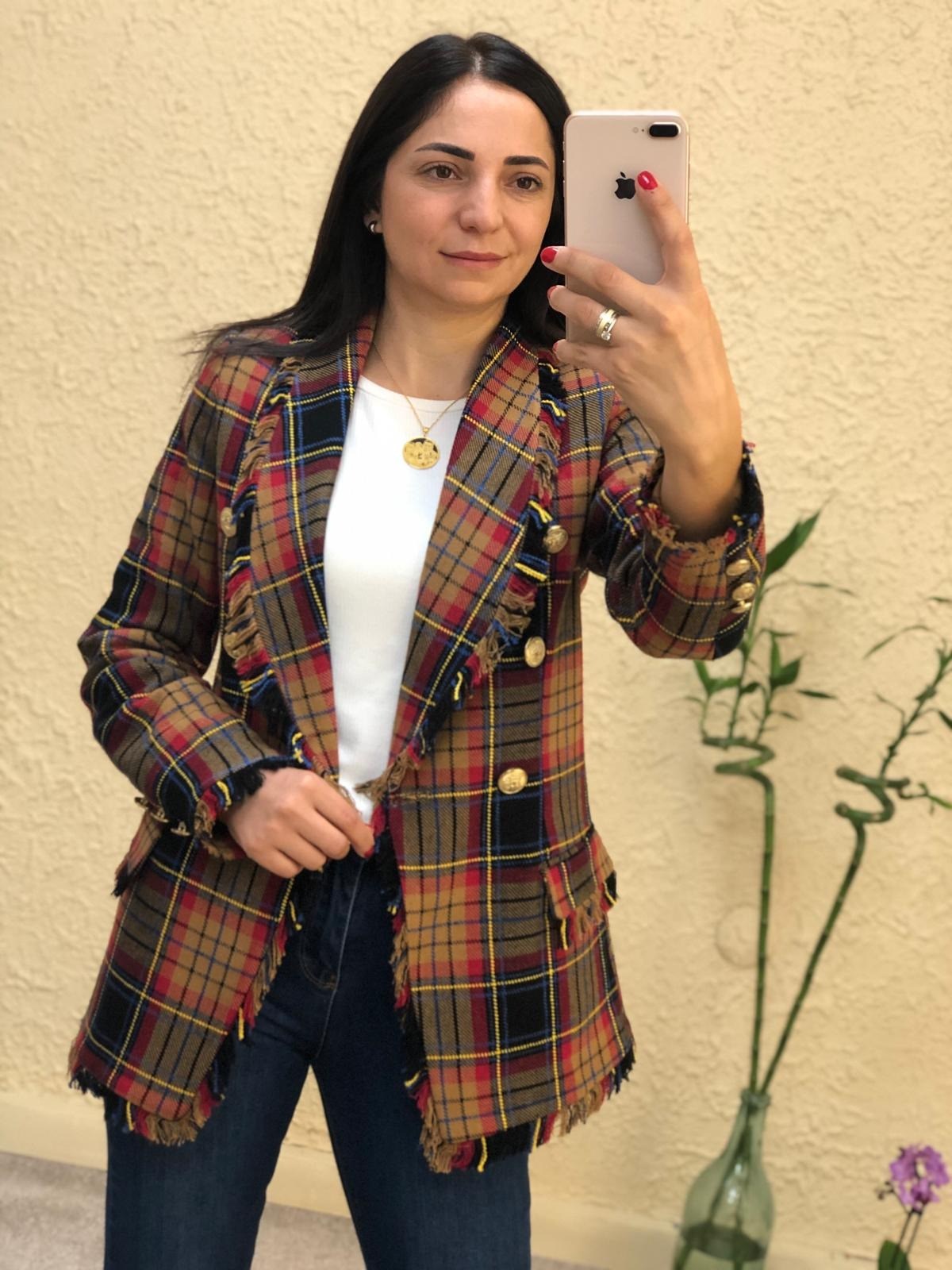 Püsküllü Saçaklı Kaşe Ceket