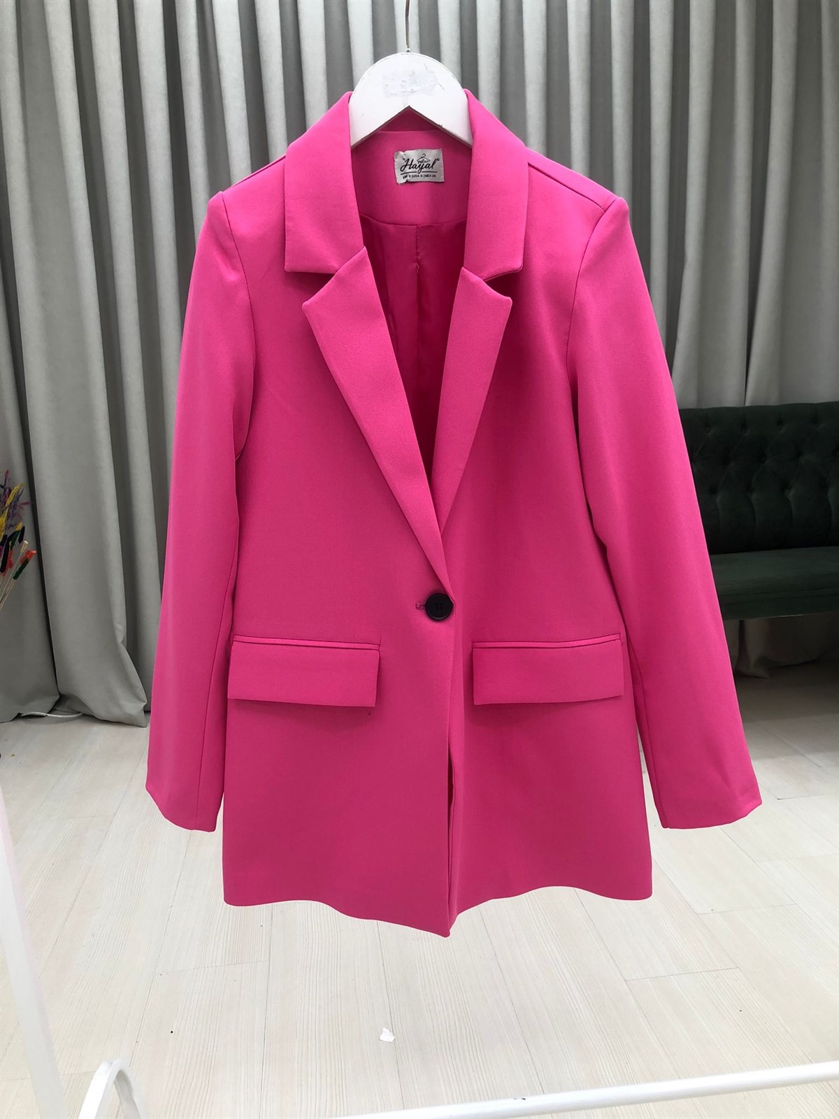 Tek Düğmeli Ceket-Fuşya