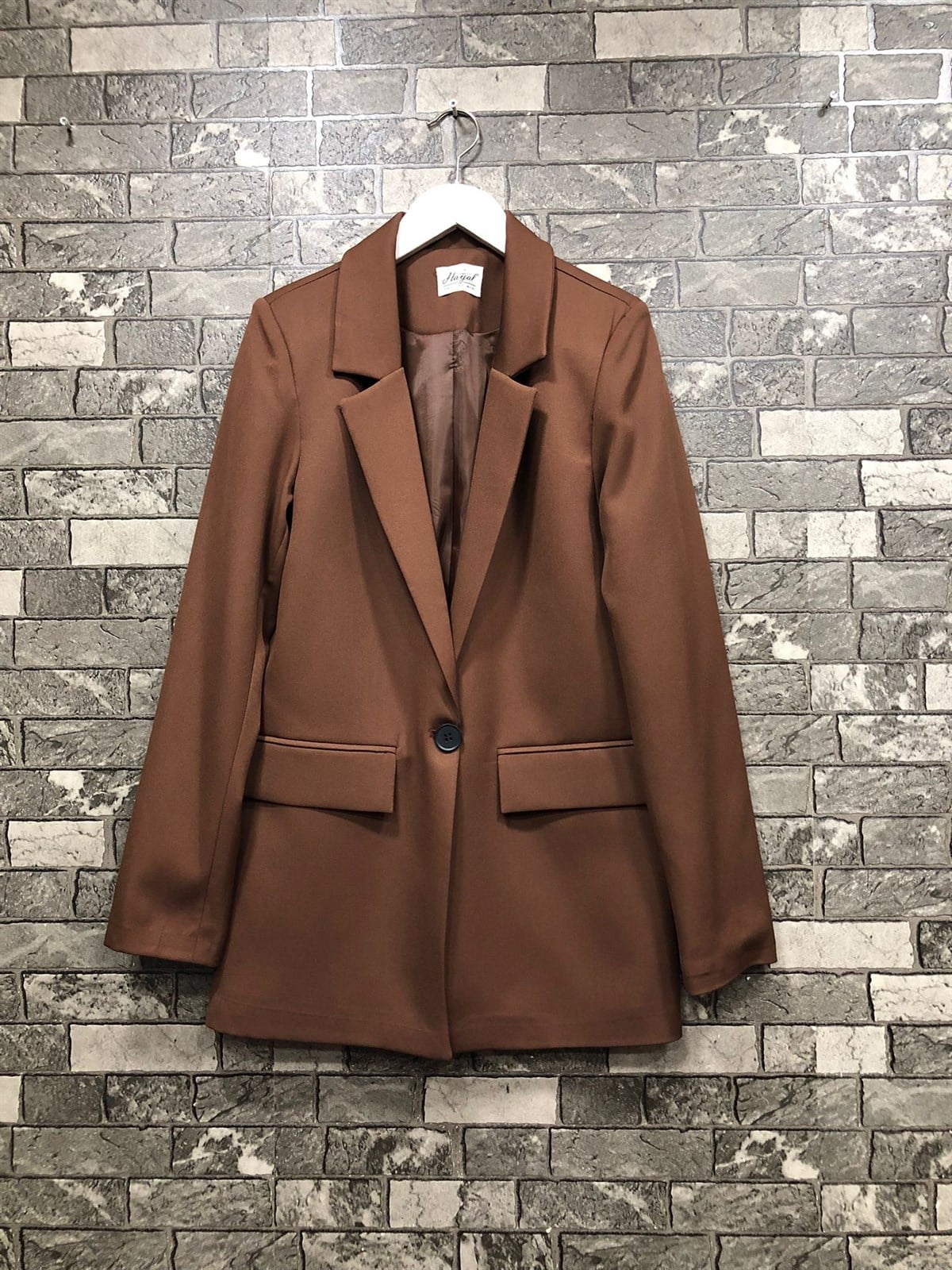 Tek Düğmeli Ceket-Kahve