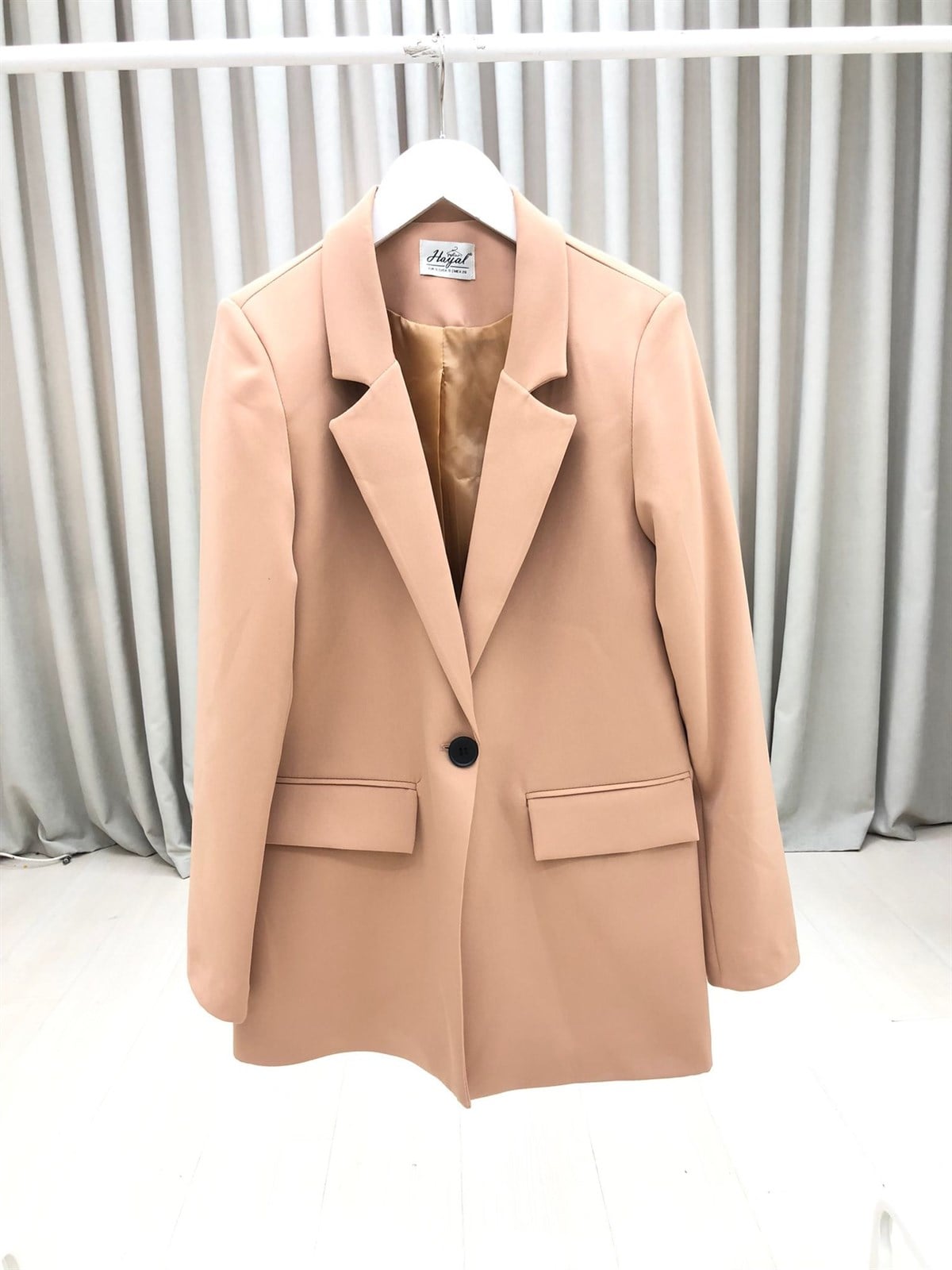 Tek Düğmeli Ceket-Karamel