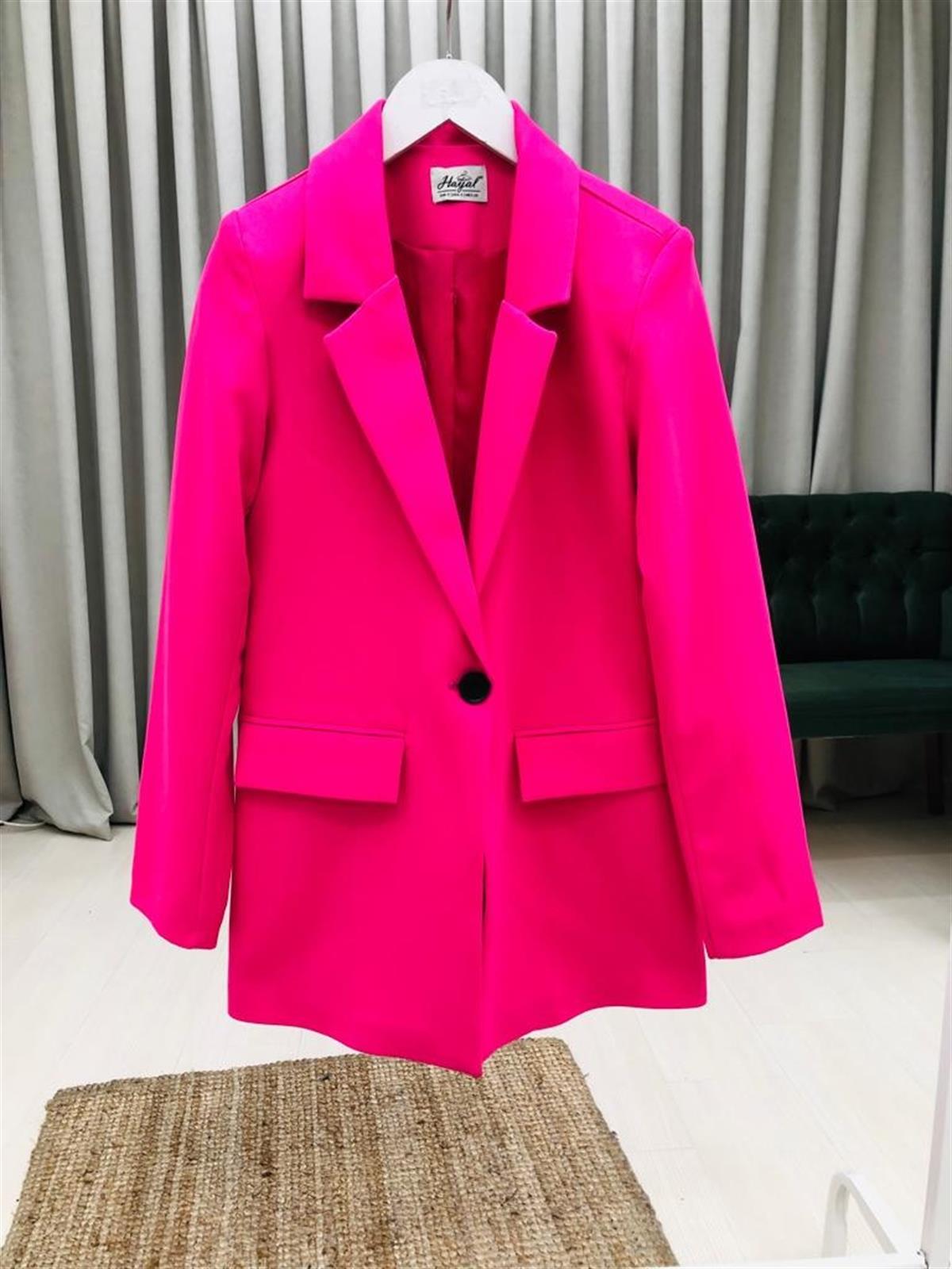 Tek Düğmeli Ceket-Pembe