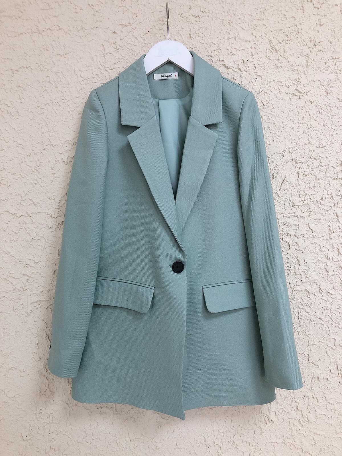 Tek Düğmeli Vatkalı Ceket-Mint