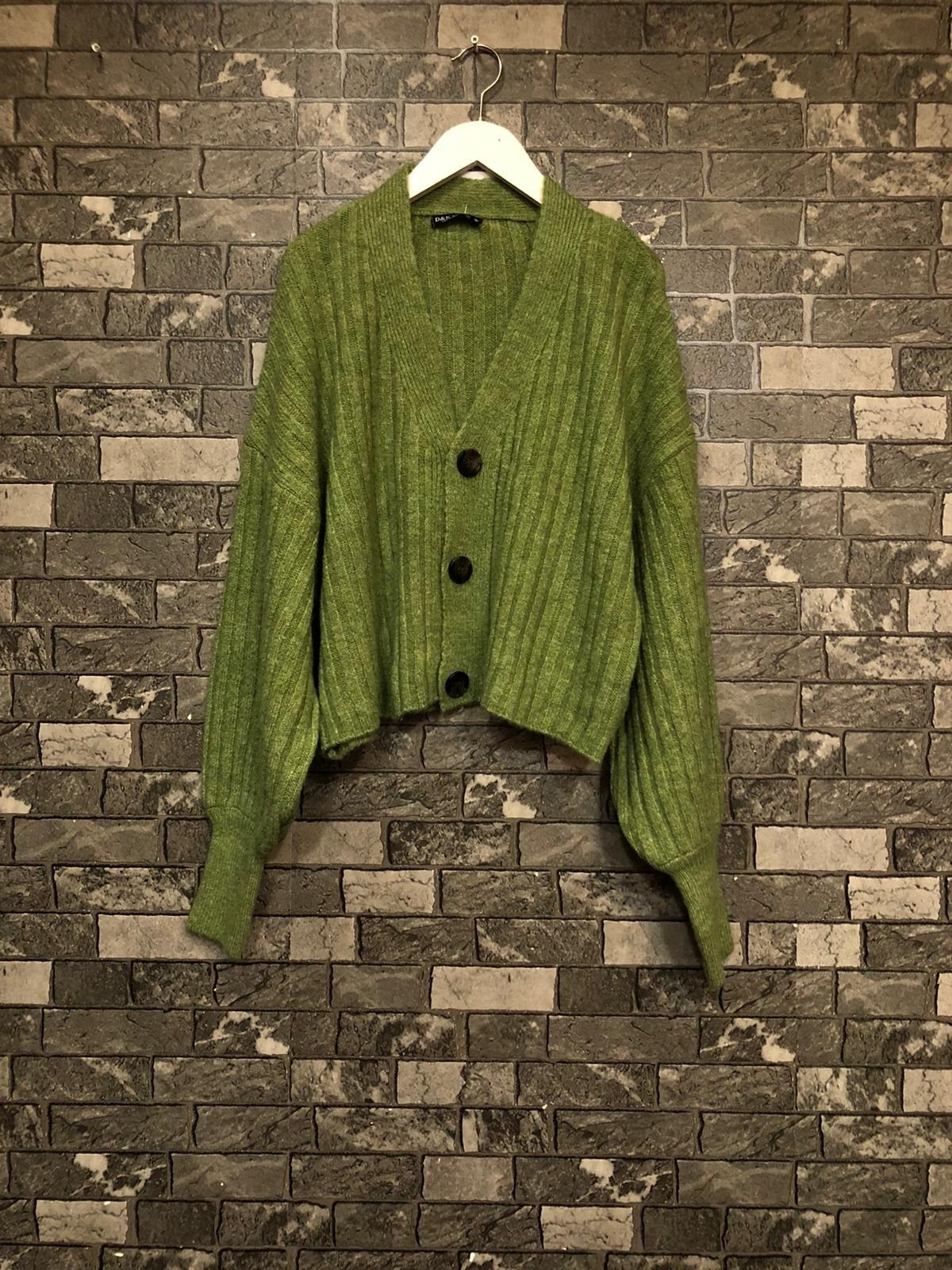 Üç Düğmeli Kalın Hırka-Yeşil