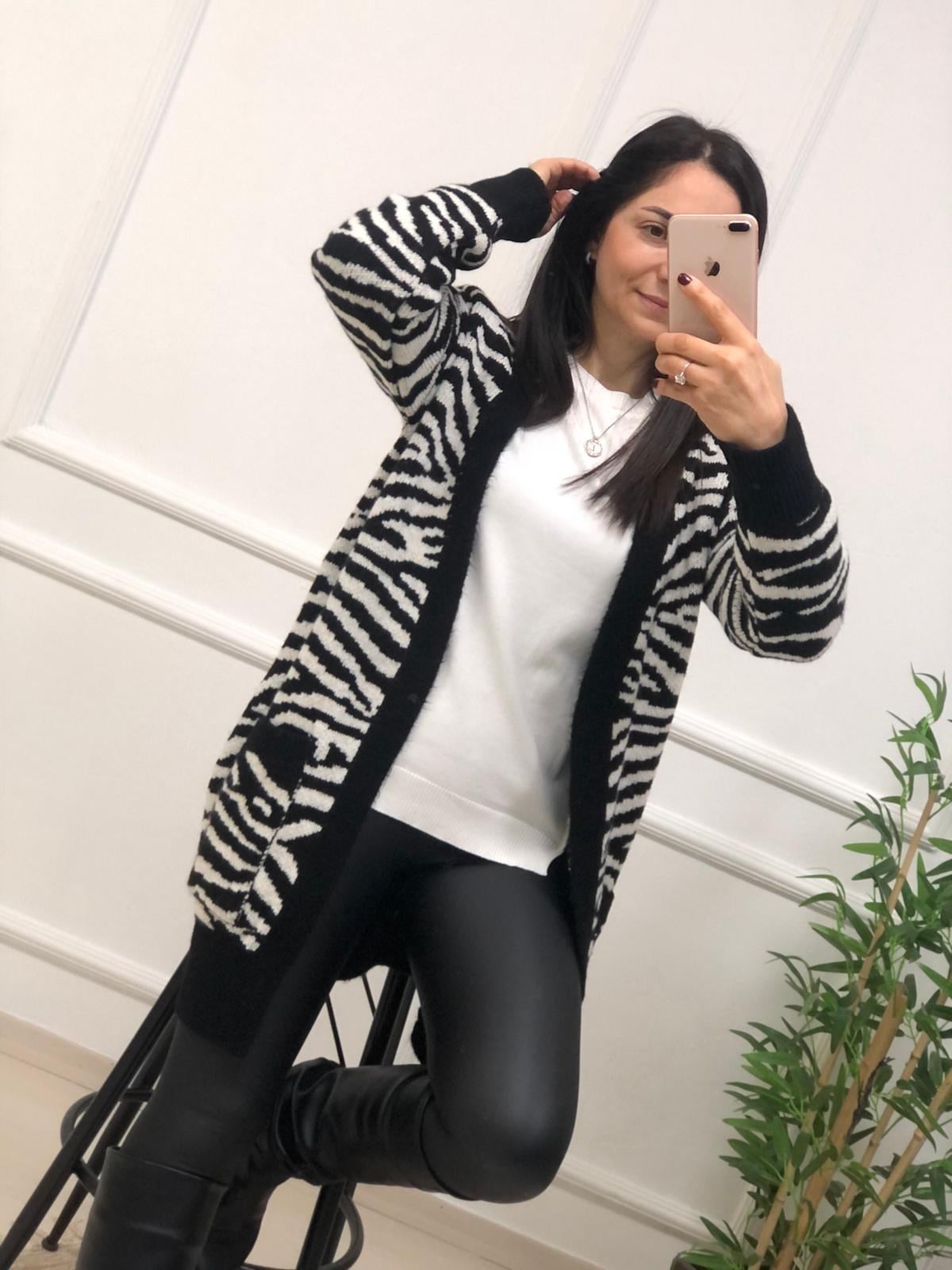 Zebra Desen Hırka-Siyah