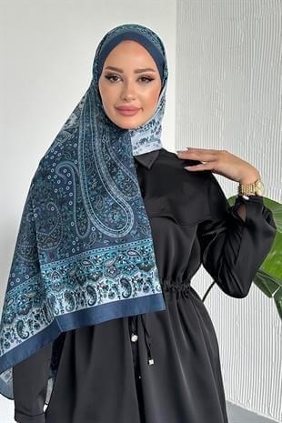  Colorful Paisley Etnik Desenli İndigo Renk Soft Pamuk Şal