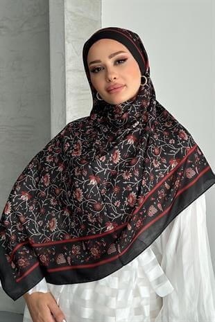  Otantik Etnik Siyah Renk Desenli Soft Pamuk Şal