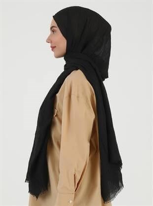 Bambu Kraş Siyah Renk Şal 