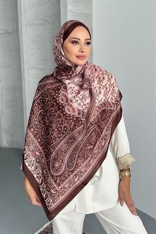 Colorful Paisley Etnik Desenli Kahverengi Soft Pamuk Şal