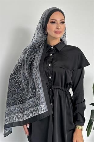 Colorful Paisley Etnik Desenli Siyah Renk Soft Pamuk Şal