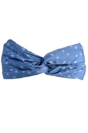 Güneş Desenli Mavi Renk Saten Bandana