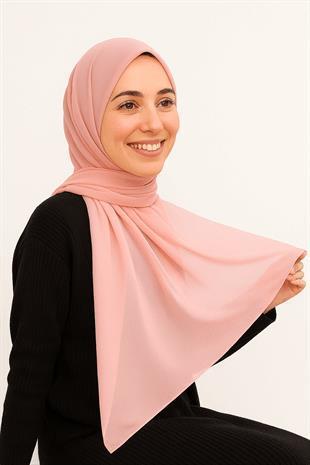 İnce Şifon Pembe Düz Renk Şal