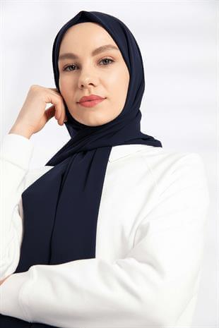 Kadın Düz Lacivert Renk İnce Şifon Şal