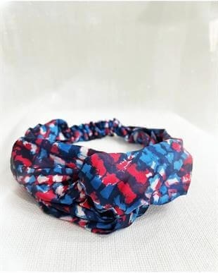 Kırmızı-Mavi Renkli Saten Bandana