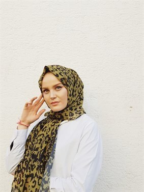 STELLA LEOPAR DESEN ŞAL YAĞ YEŞİLİ