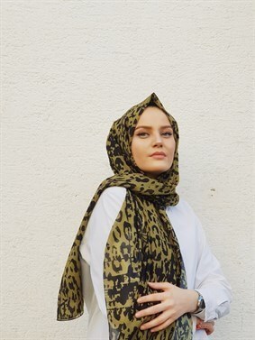 STELLA LEOPAR DESEN ŞAL YAĞ YEŞİLİ