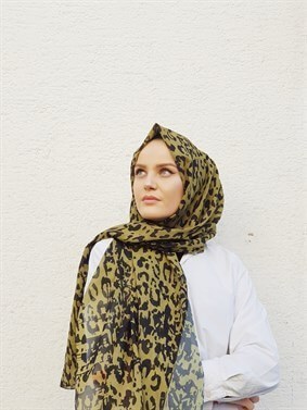 STELLA LEOPAR DESEN ŞAL YAĞ YEŞİLİ