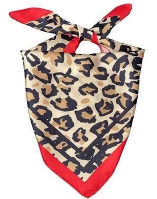 Leopar Desenli Kırmızı Renk Kadın Saç Aksesuarı, Bandana