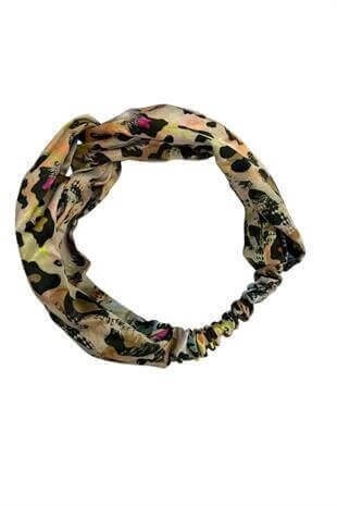 Leopar Desenli Saten Bandana