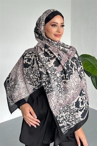 Patch Etnik Desenli Siyah Renk Soft Pamuk Şal