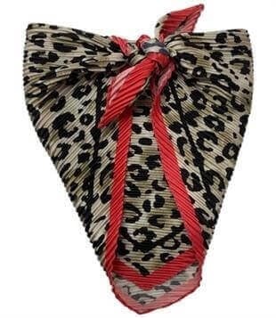 Piliseli Leopar Desenli Kadın Saç Aksesuarı, Fular, Bandana