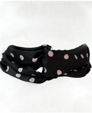 Puantiye Desenli Saten Bandana