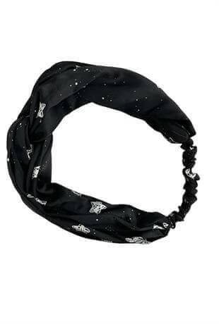 Siyah Beyaz Saten Bandana
