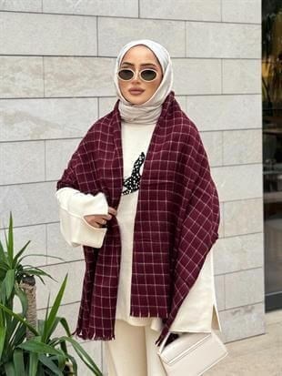 Stella Bordo Renk Omuz Şalı