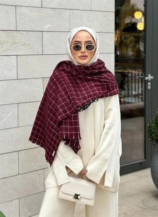 Stella Bordo Renk Omuz Şalı