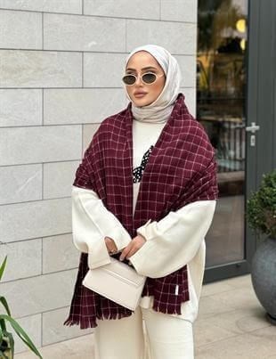 Stella Bordo Renk Omuz Şalı
