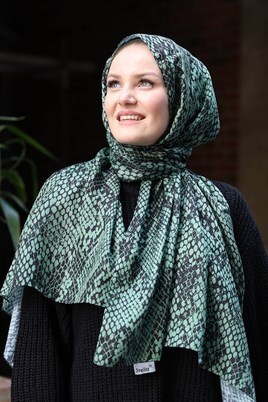 STELLA Snake Desen Pamuklu Şal Çağla