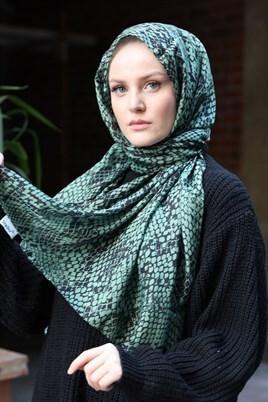 STELLA Snake Desen Pamuklu Şal Çağla