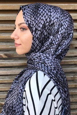 STELLA Snake Desen Pamuklu Şal Gümüş